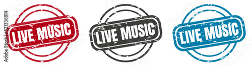 live music round grunge vintage sign. live music stamp