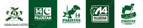 Karachi - August 14, 2022. Pakistan Independence Day. Logo Vector Illustration.