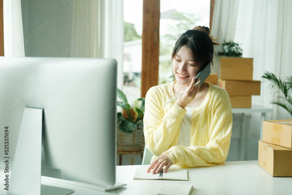 Asian business owner always keep contact with customer.