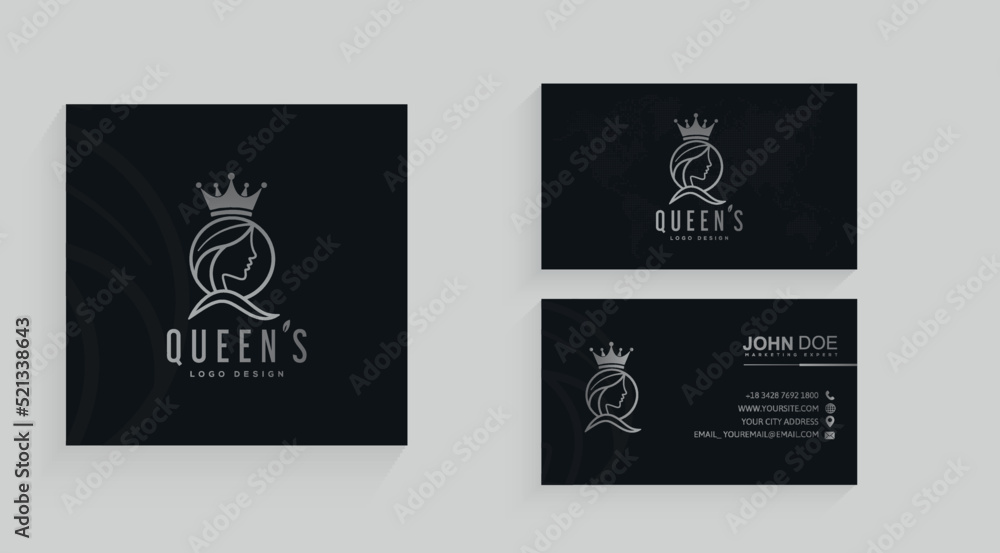 Queen logo with business card.