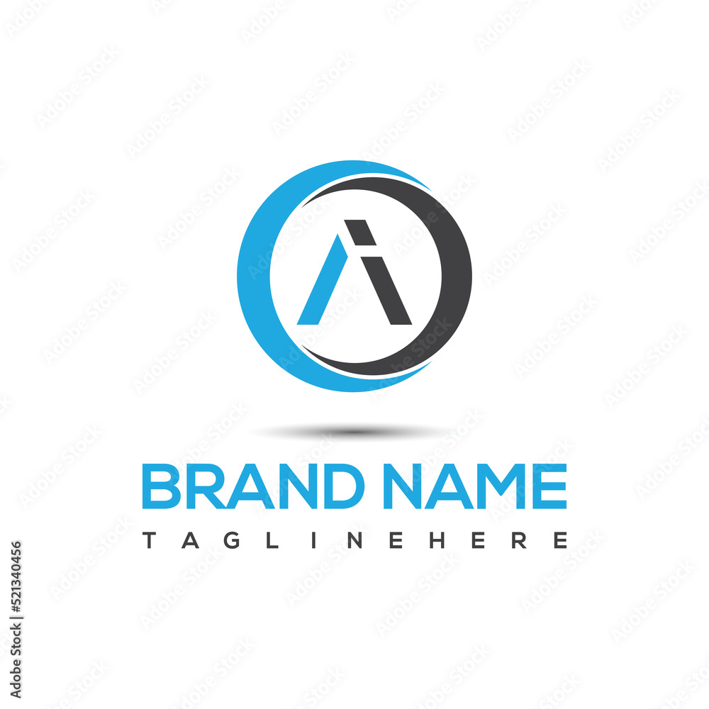 Letter shape logo A abstract logo design with circle logo template and shadow. Letter shape logo A abstract logo design with circle logo template and shadow.