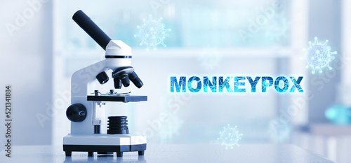 Banner with modern microsco...