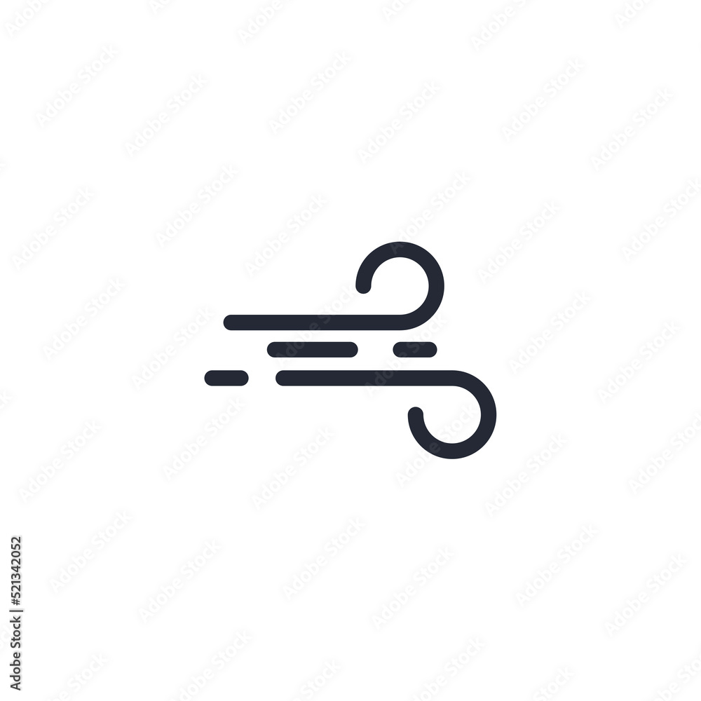 Vector sign of the wind symbol is isolated on a white background. wind icon color editable. Vector sign of the wind symbol is isolated on a white background. wind icon color editable.
