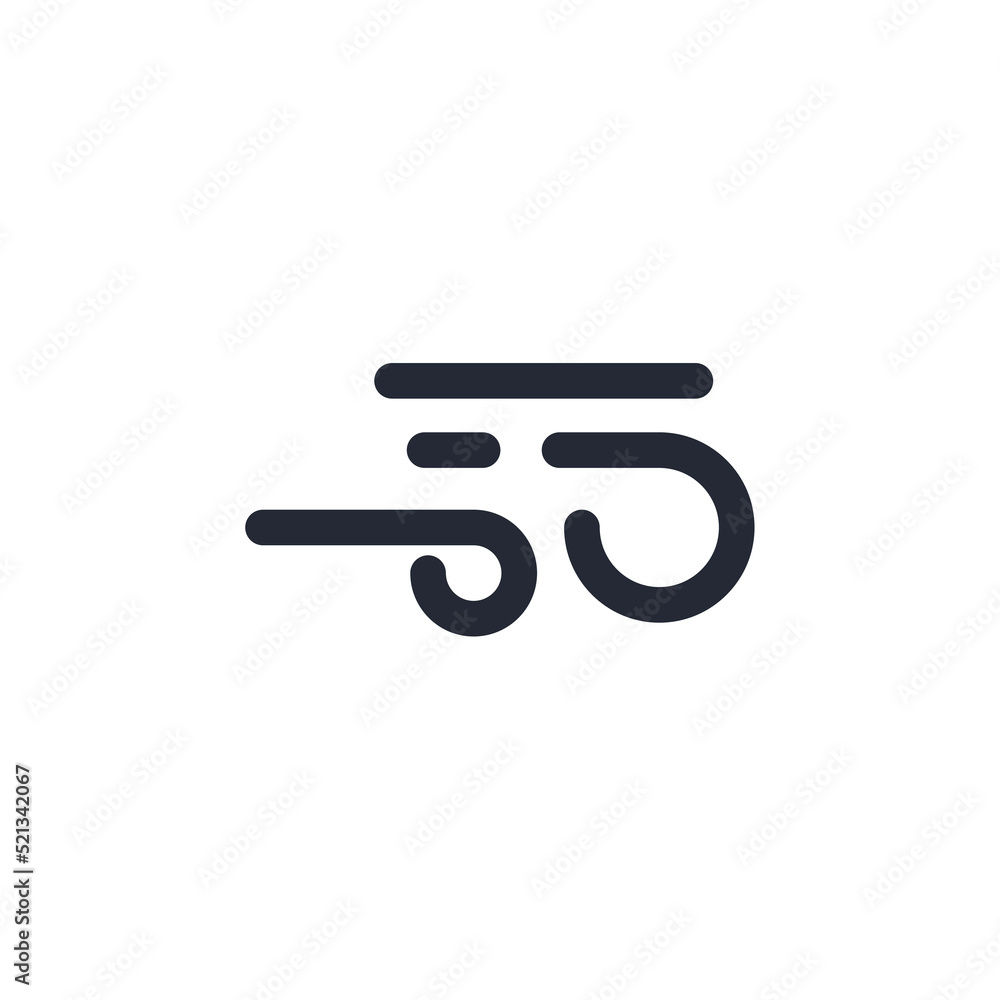 Vector sign of the wind symbol is isolated on a white background. wind icon color editable. Vector sign of the wind symbol is isolated on a white background. wind icon color editable.