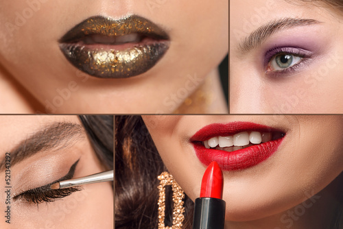 Beauty collage with lips an...