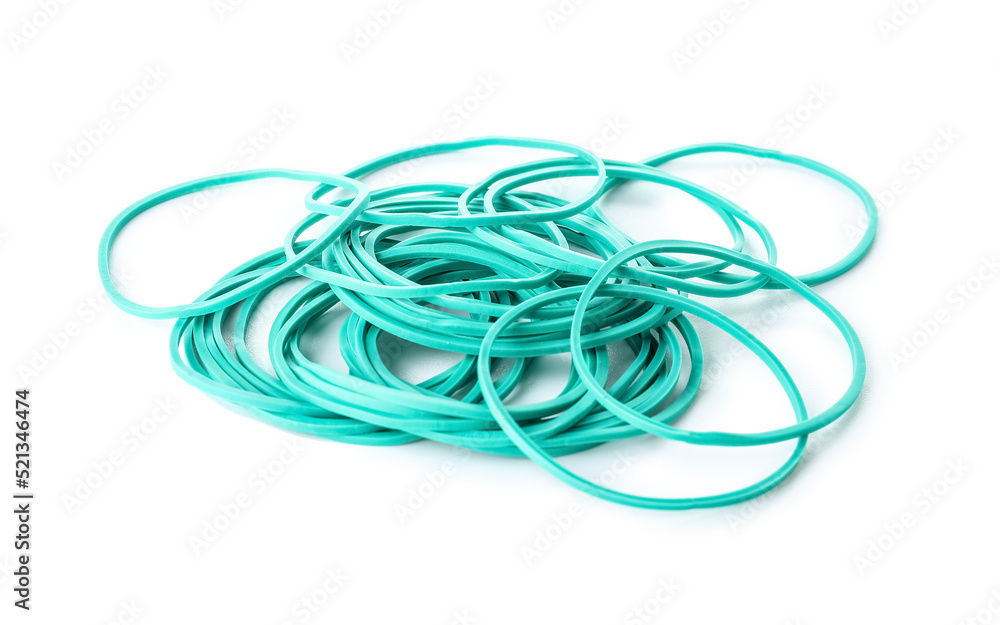 Heap of rubber bands isolated on white background Heap of rubber bands isolated on white background
