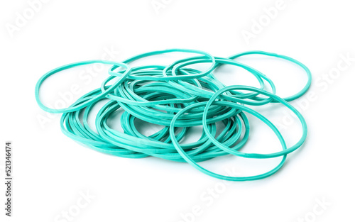 Heap of rubber bands isolated on white background