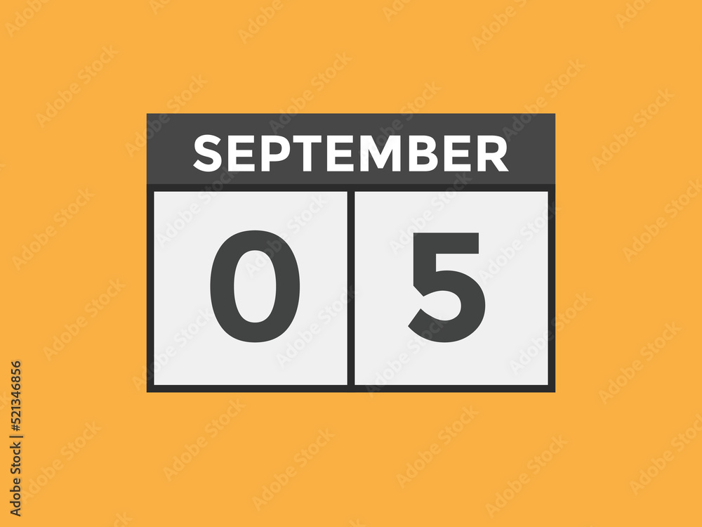 september 5 Calendar icon Design. Calendar Date 5th september. Calendar template
september 5 Calendar icon Design. Calendar Date 5th september. Calendar template