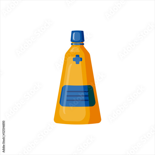 Medical bottle with label. Flat vector illustration.
