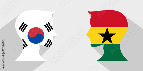 face to face concept. korea republic vs ghana. vector illustration