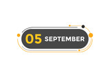 september 5 Calendar icon Design. Calendar Date 5th september. Calendar template 
