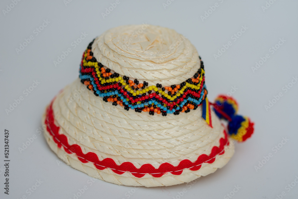 romanian traditional straw hat on black background ,Maramures,ROMANIA