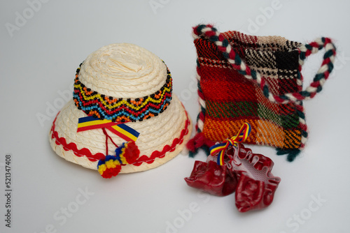 romanian traditional straw hat on black background ,Maramures,ROMANIA