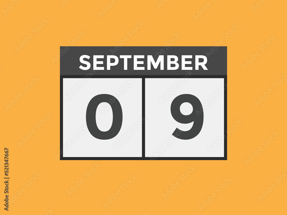 september 9 Calendar icon Design. Calendar Date 9th september. Calendar template september 9 Calendar icon Design. Calendar Date 9th september. Calendar template
