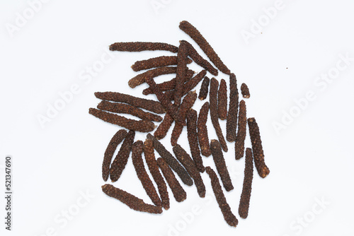 Long pepper or Piper longum isolated on white background