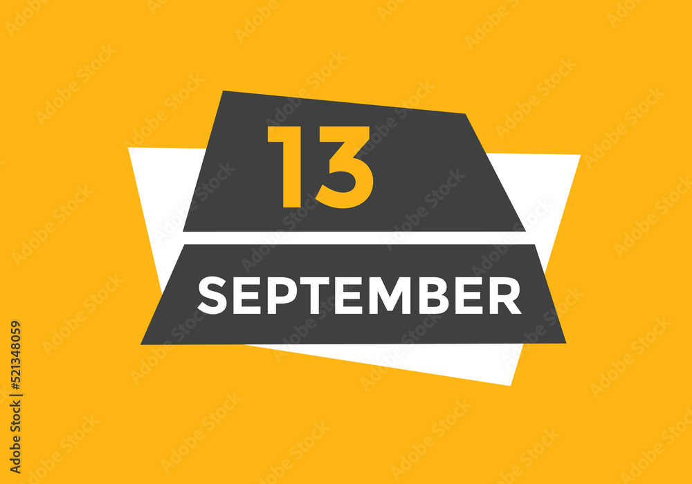 september 13 Calendar icon Design. Calendar Date 13th september. Calendar template 
 - obrazy, fototapety, plakaty 