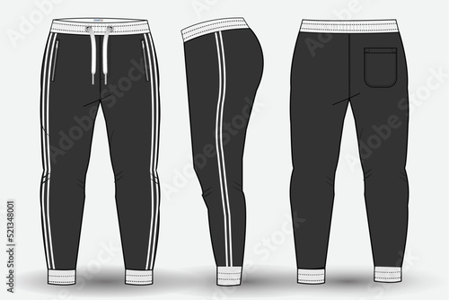 Trouser design template for technical fashion illustration and trousers pant design for Sweatpants design and mockup