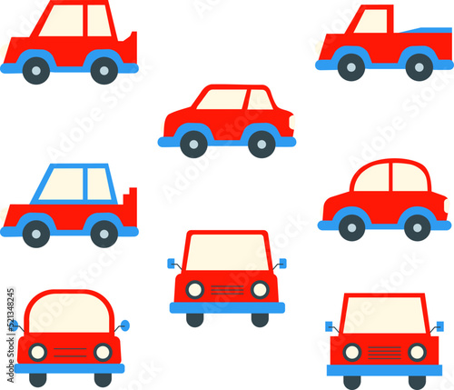 Collection of cute car illustration vector