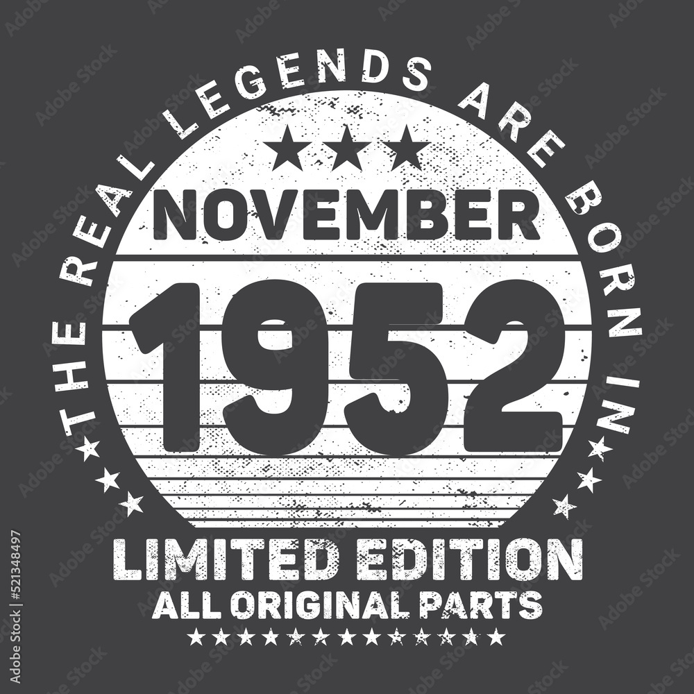 
The Real Legends Are Born In November 1952, Birthday gifts for women or men, Vintage birthday shirts for wives or husbands, anniversary T-shirts for sisters or brother