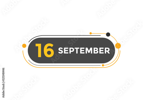 september 16 calendar reminder. 16th september daily calendar icon template. Vector illustration 

