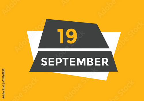 september 19 Calendar icon Design. Calendar Date 19th september. Calendar template 

