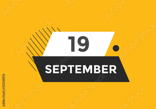 september 19 calendar reminder. 19th september daily calendar icon template. Vector illustration 
