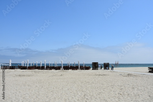 empty beach in Constanta  Mamaia in May 2017  Romania 