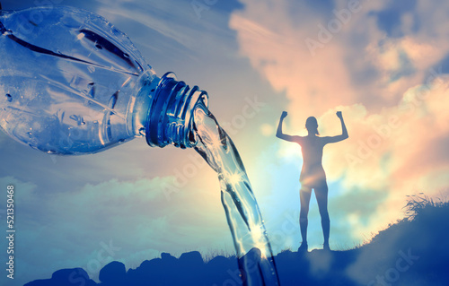 People drinking water and health benefits, weight loss concept  photo