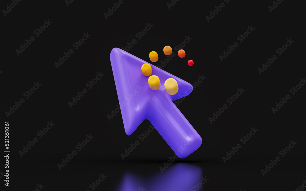 cursor loading sign on dark background 3d render concept for slow working network buffering