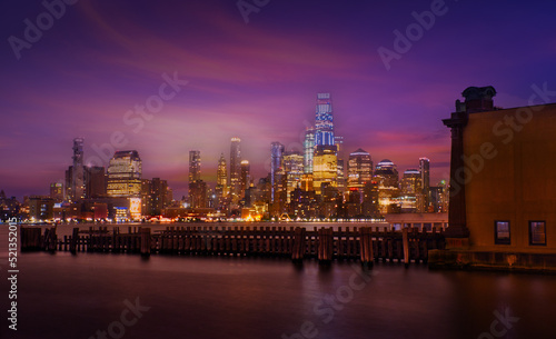 Manhattan at vibrant sunset  New York City  United States