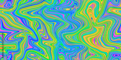 Bright psychedelic seamless marble pattern with hallucination twists. Vector liquid acrylic texture. Flow art. Trippy 70s textile background. Tie dye simple artistic effect. Groovy design