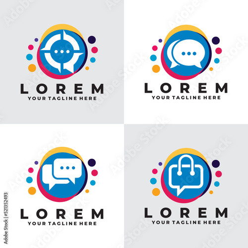 set of chatting logo vector design template