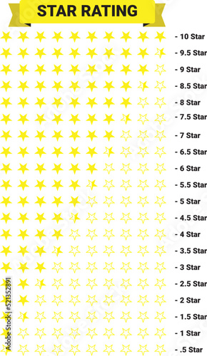 .5 to 10 Star Rating Icon Set. Star Rating for Mobile UI UX  10 Star Icon Vector