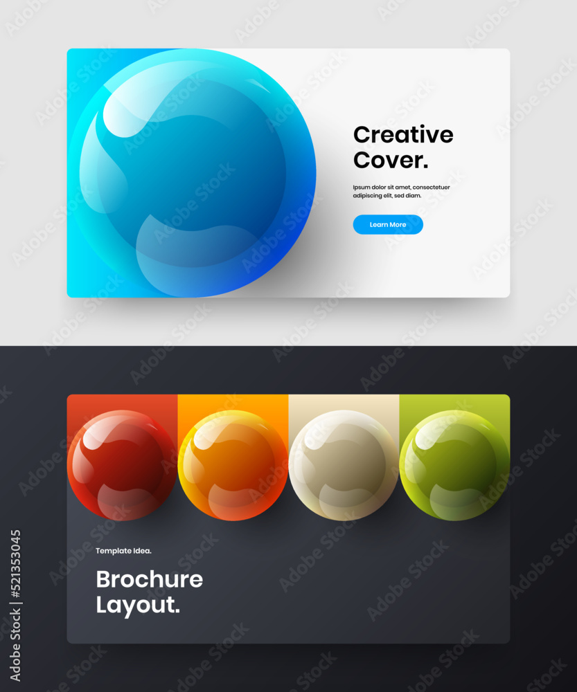 Premium leaflet vector design concept composition. Amazing 3D balls flyer layout bundle. Premium leaflet vector design concept composition. Amazing 3D balls flyer layout bundle.