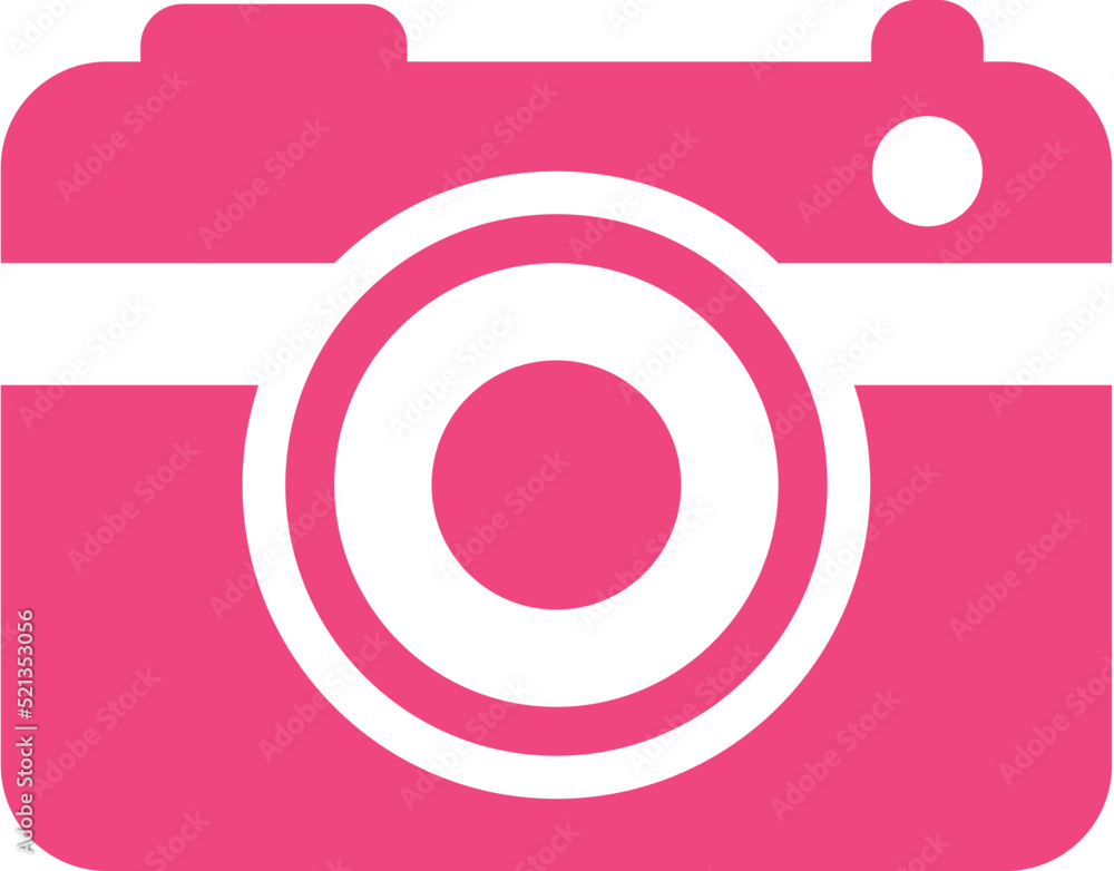 Pink camera icon, camera symbol vector Pink camera icon, camera symbol vector