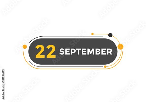 september 22 Calendar icon Design. Calendar Date 22th september. Calendar template 
