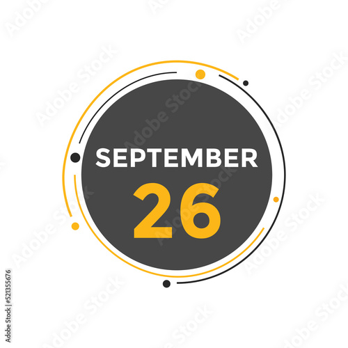 september 26 calendar reminder. 26th september daily calendar icon template. Vector illustration 
