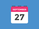 september 27 calendar reminder. 27th september daily calendar icon template. Vector illustration 
