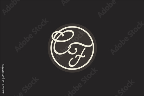 Initial letter CF monogram logo with simple and creative cirle line design ideas photo