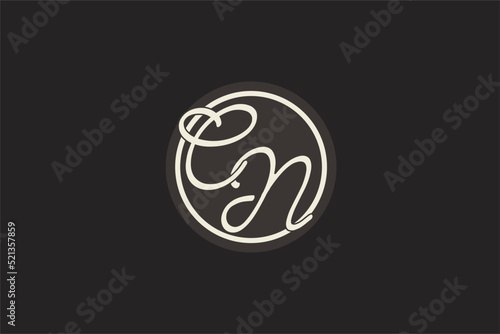 Initial letter CN monogram logo with simple and creative cirle line design ideas