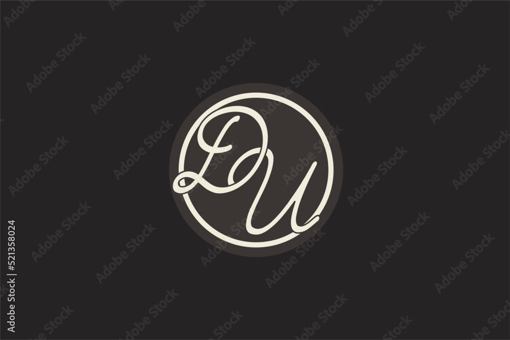 Initial letter DU monogram logo with simple and creative cirle line ...