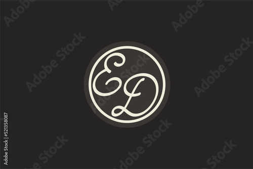 Initial letter ED monogram logo with simple and creative cirle line design ideas