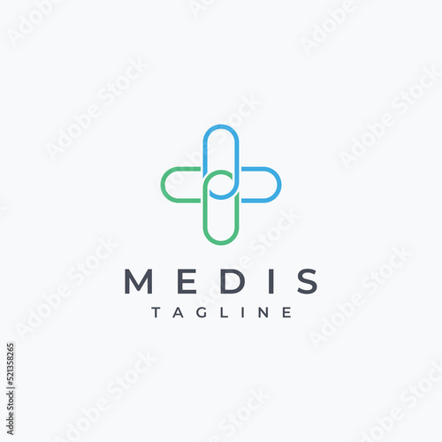 Medical sign logo using a simple and modern plus sign,logo for medical, pharmacy, pharmacy, hospital.With template vector illustration.