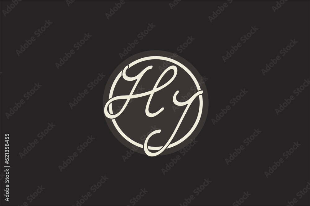 Initial letter HJ monogram logo with simple and creative cirle line ...