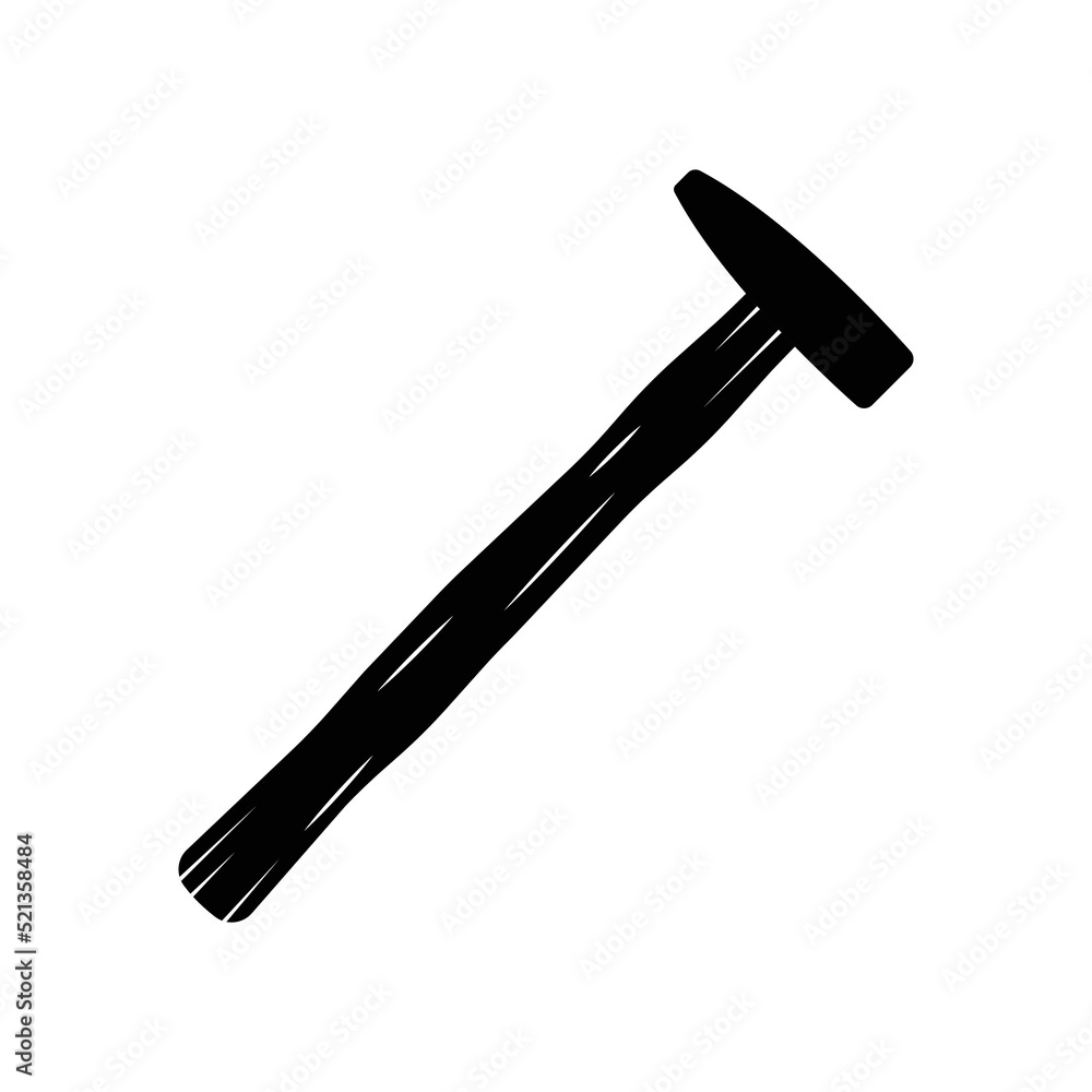 Wooden Sledge Hammer Silhouette. Black and White Icon Design Elements on Isolated White Background Wooden Sledge Hammer Silhouette. Black and White Icon Design Elements on Isolated White Background