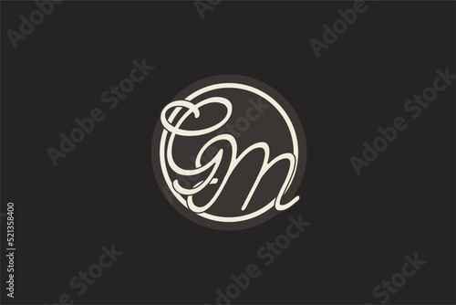 Initial letter GM monogram logo with simple and creative cirle line design ideas