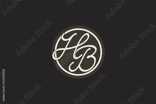 Initial letter HB monogram logo with simple and creative cirle line design ideas