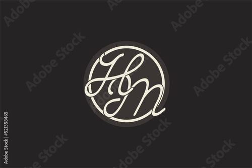 Initial letter HM monogram logo with simple and creative cirle line design ideas