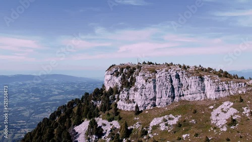Aerial view of the French alps landscape on a sunny day