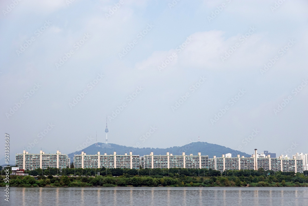 The city view of Seoul seen from the Han River, Korea